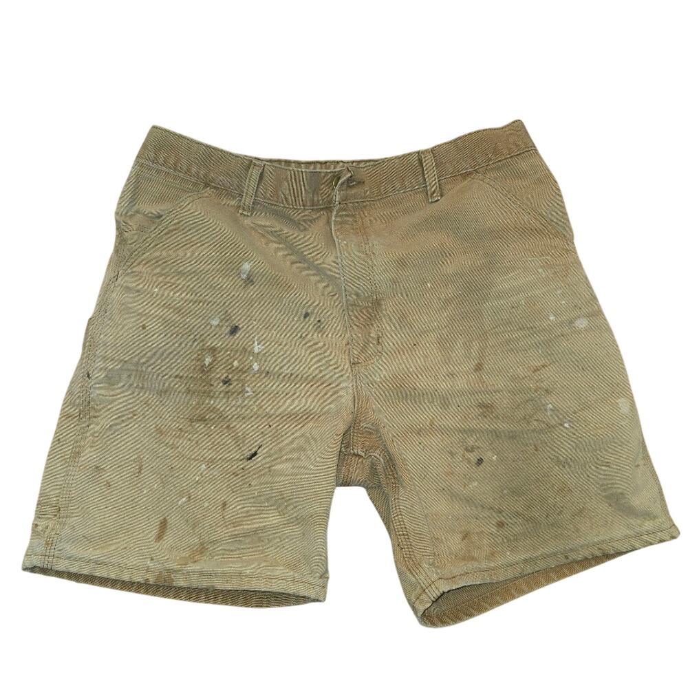 Vintage Carhartt B25 BRN Carpenter shorts men's sz 38, paint splashes. thrashed